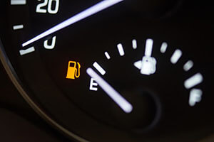 the fuel gauge indicates an empty tank